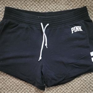 ☆•Victoria Secret Pink Black Shorts W/White Lines On Sides•Size:Large •☆